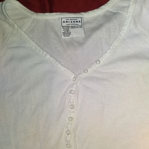 Arizona White Tee w/buttons, Size XL